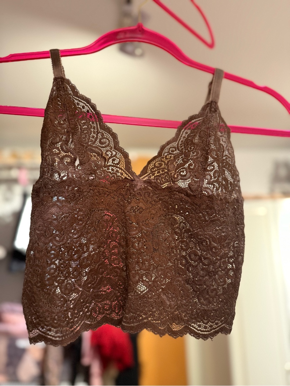 Lace Bralette Top - Chocolate Brown size S